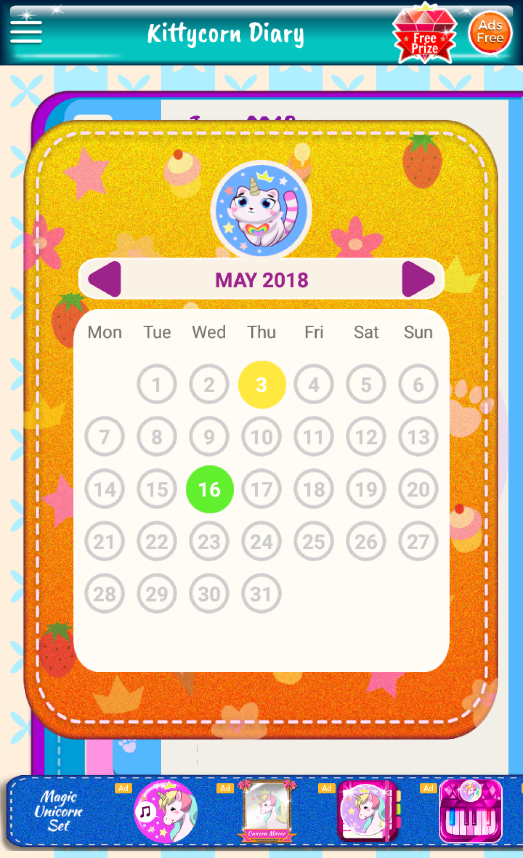 اسکرین شات 4 برنامه Kittycorn Diary for Kids