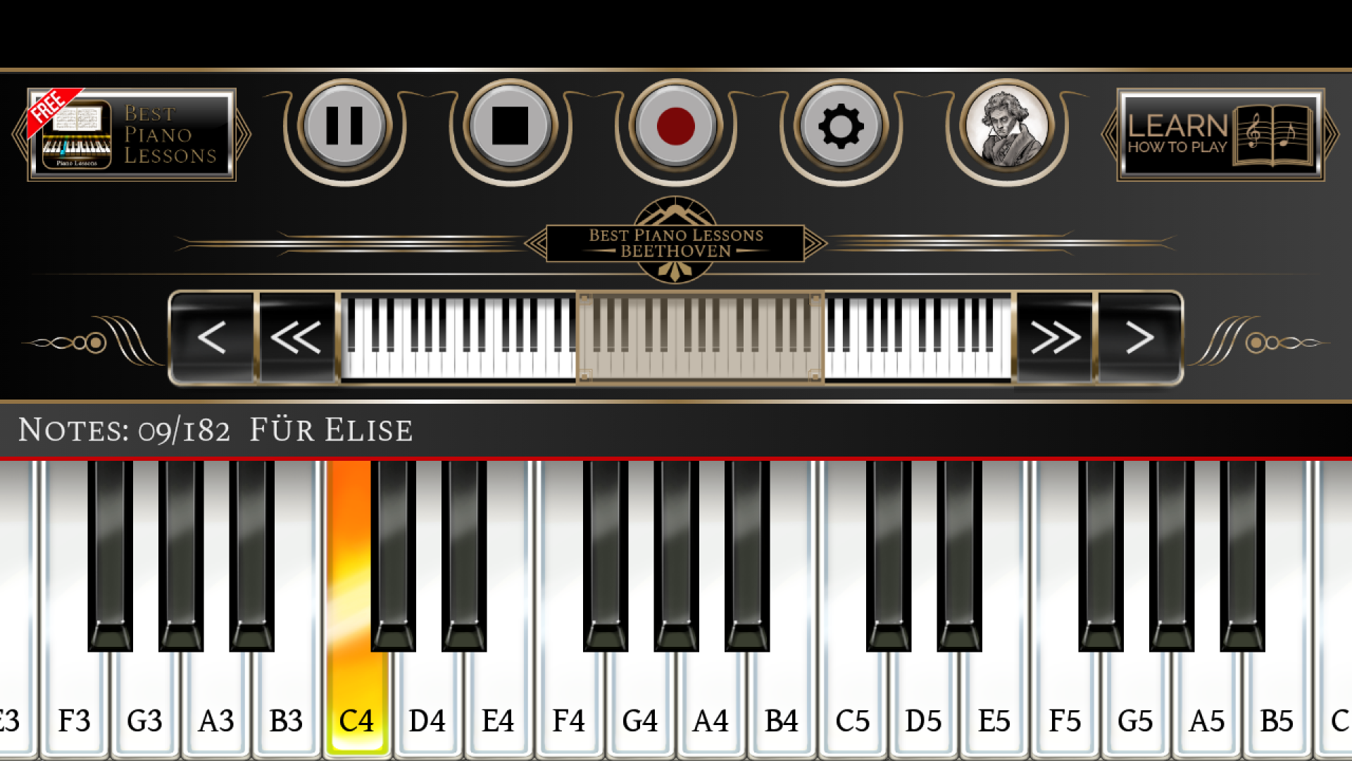 اسکرین شات 3 برنامه Piano Lessons Beethoven
