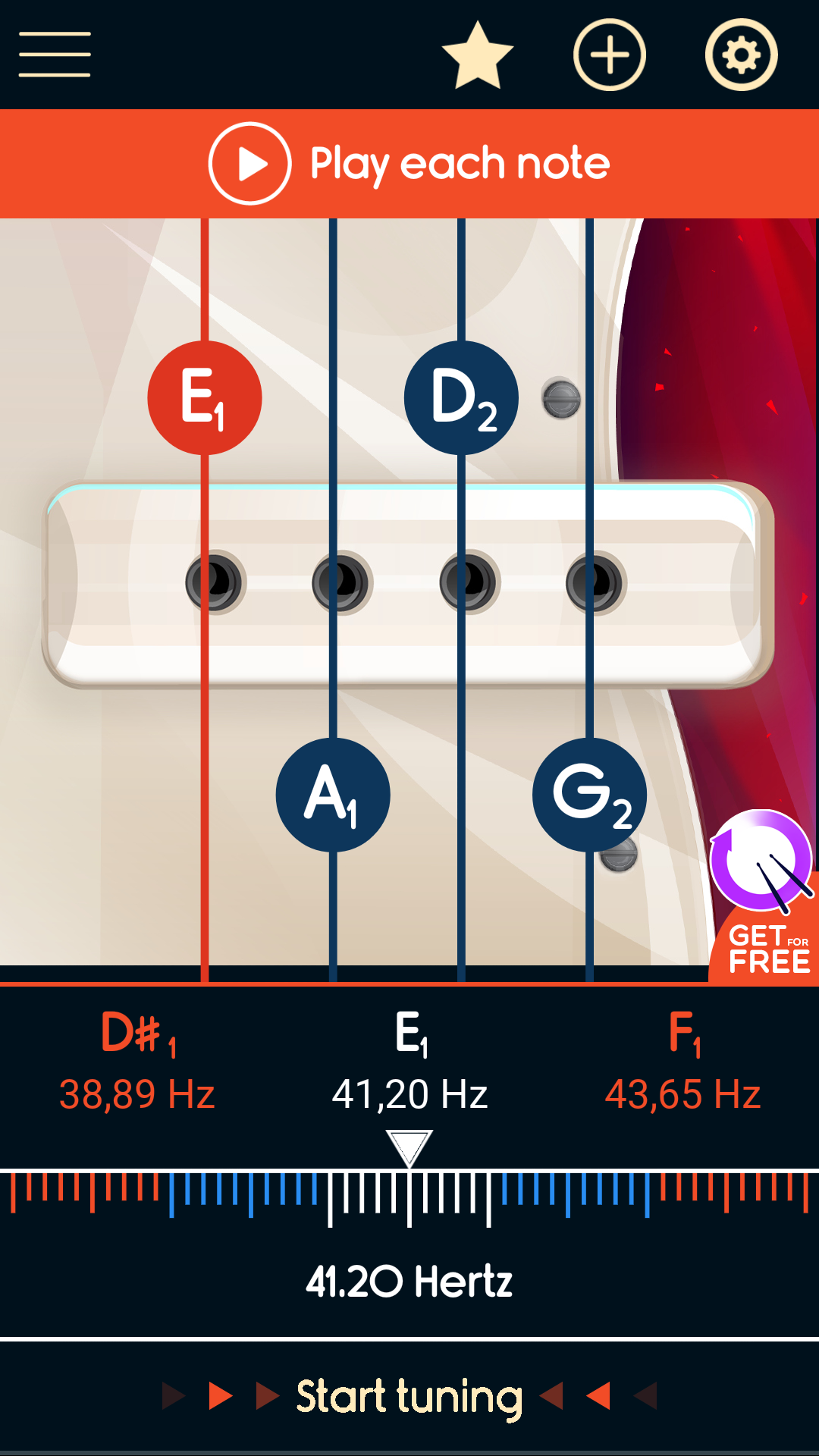 اسکرین شات 2 برنامه Master Bass Guitar Tuner