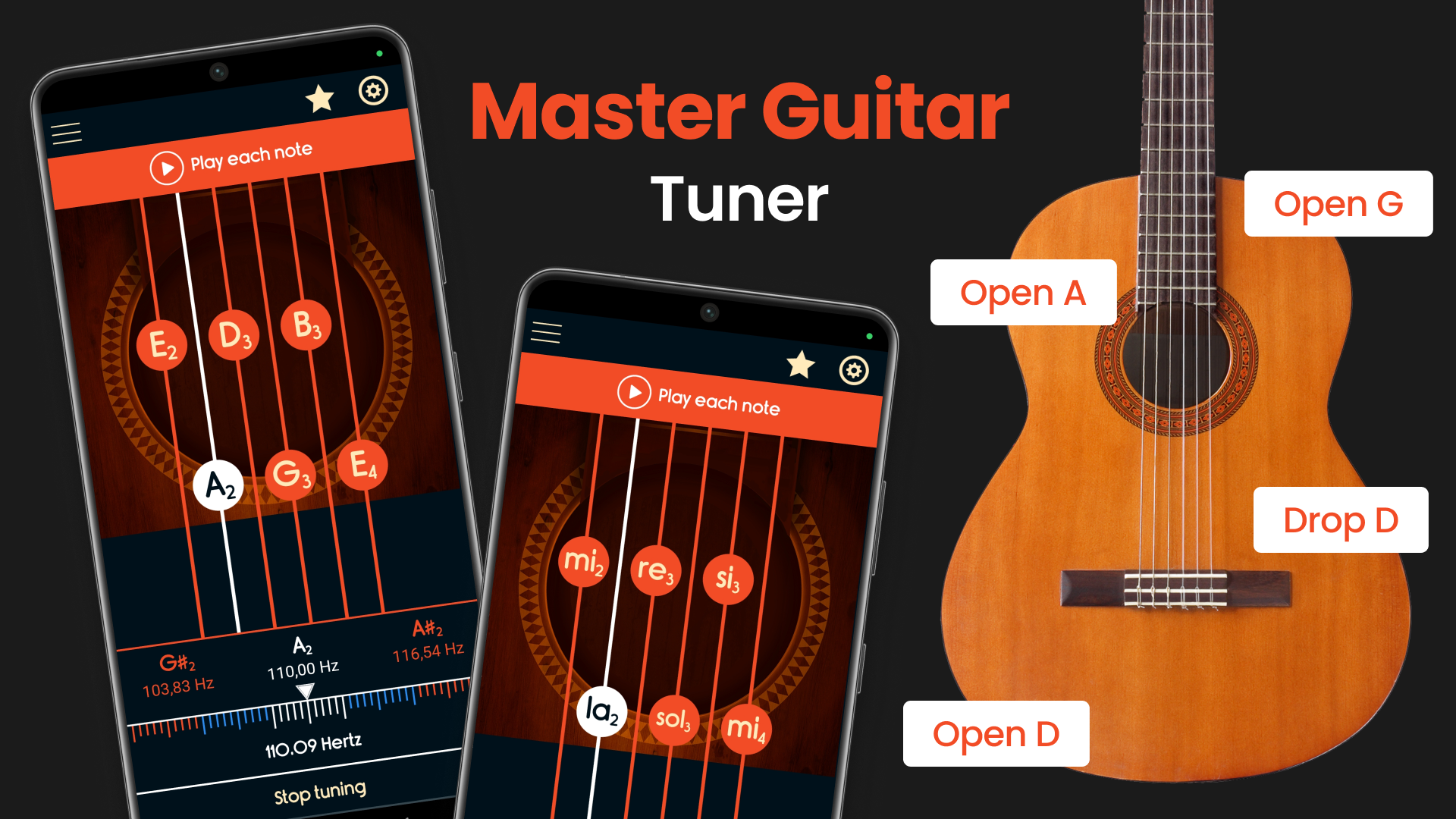 اسکرین شات 1 برنامه Master Guitar Tuner