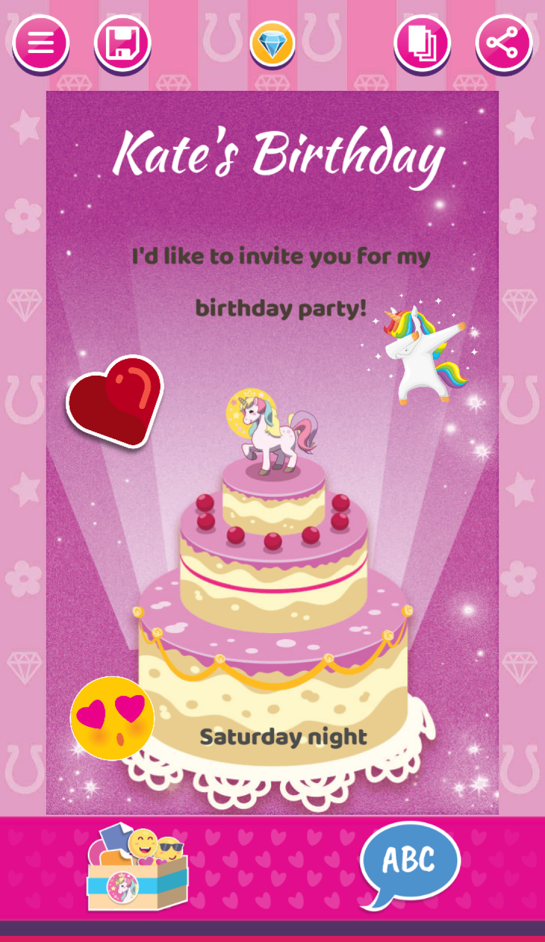 اسکرین شات 1 برنامه Unicorn Invitations Cards