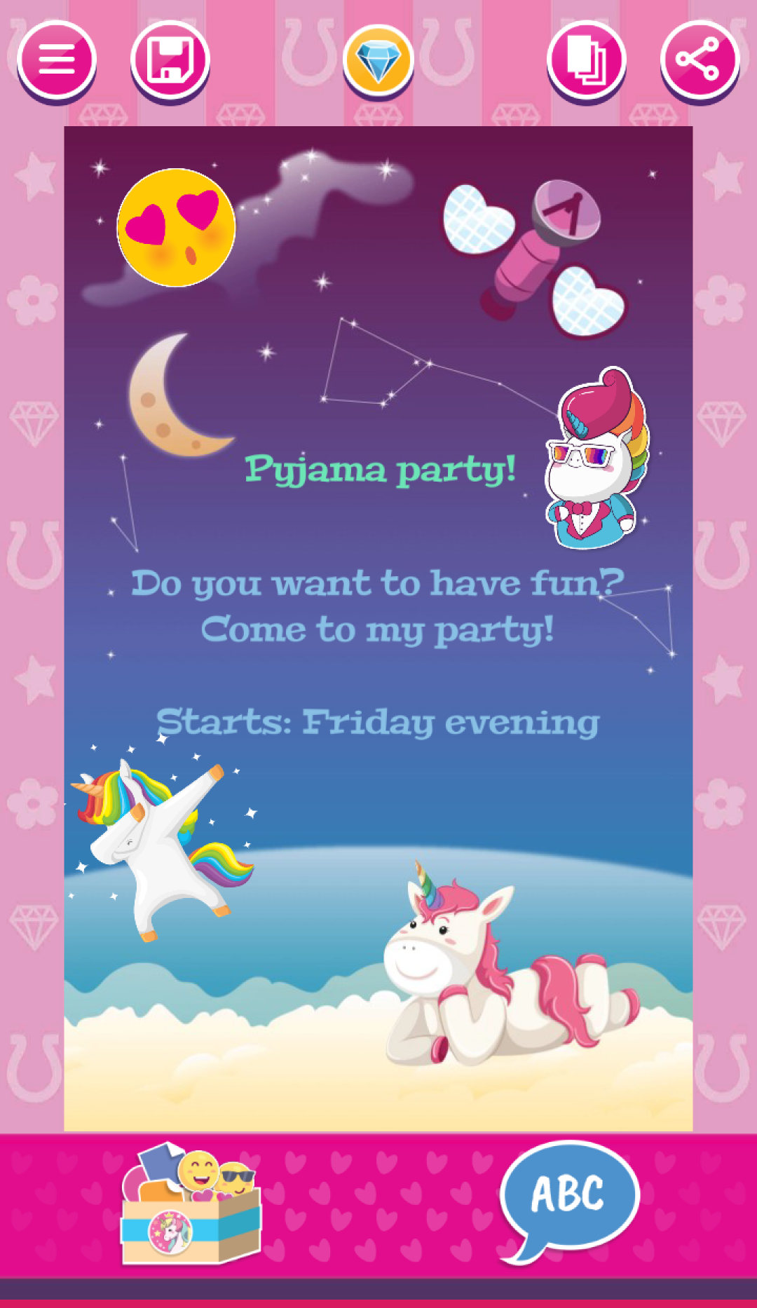 اسکرین شات 4 برنامه Unicorn Invitations Cards