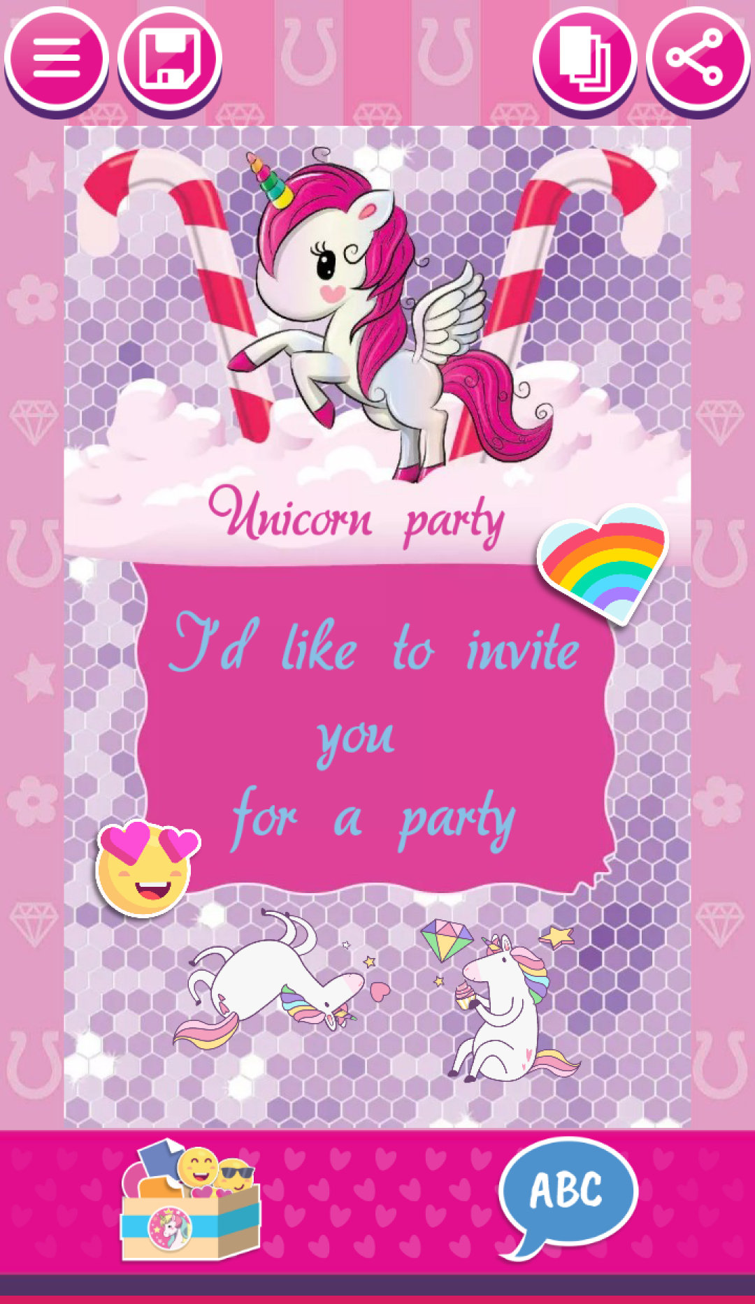 اسکرین شات 6 برنامه Unicorn Invitations Cards