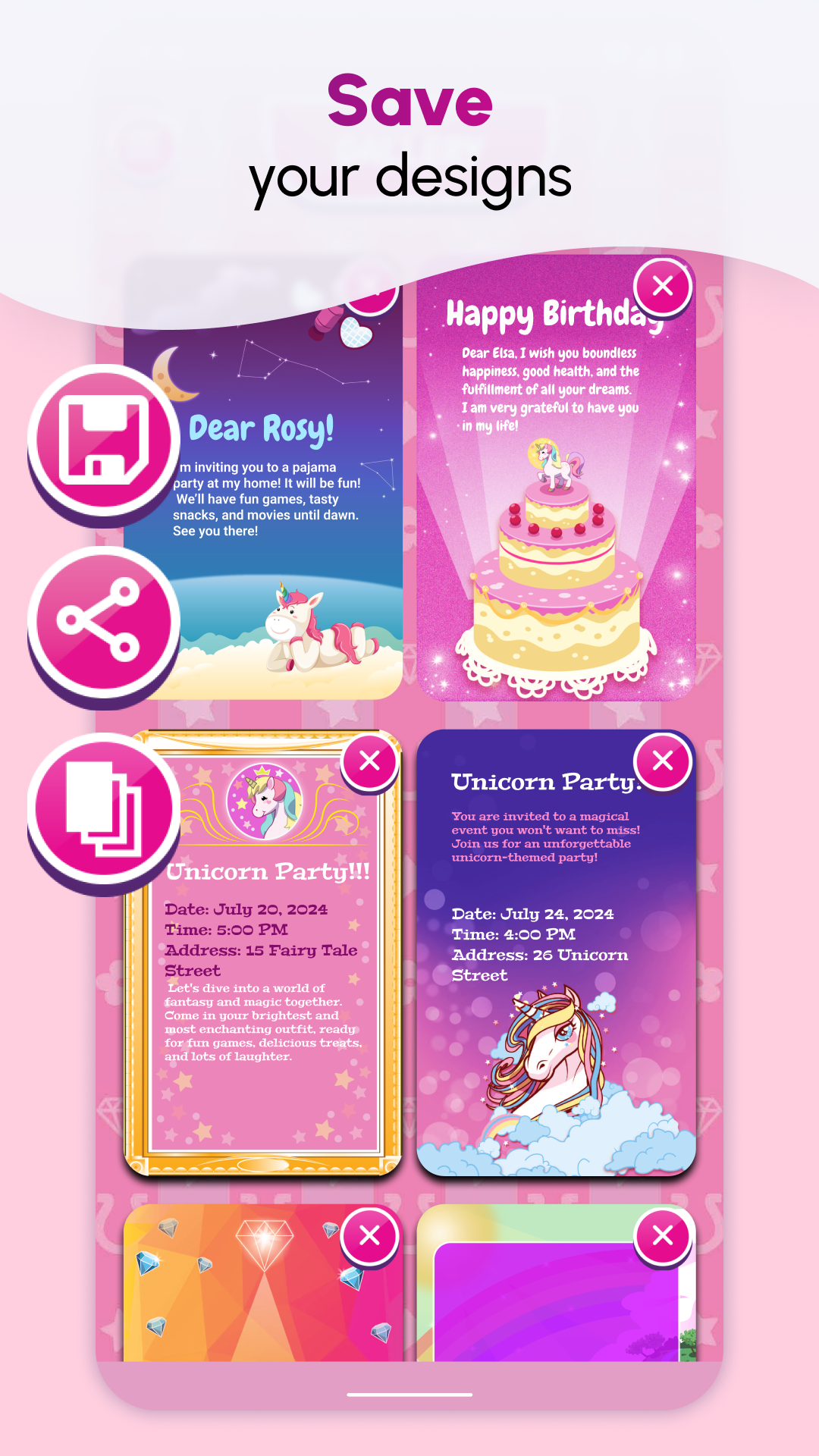 اسکرین شات 6 برنامه Unicorn Invitations Cards