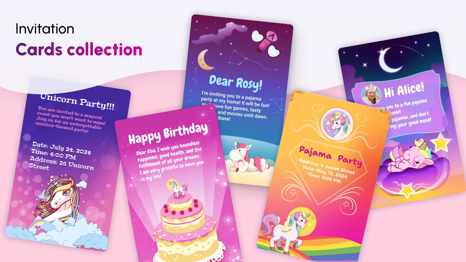 اسکرین شات 7 برنامه Unicorn Invitations Cards