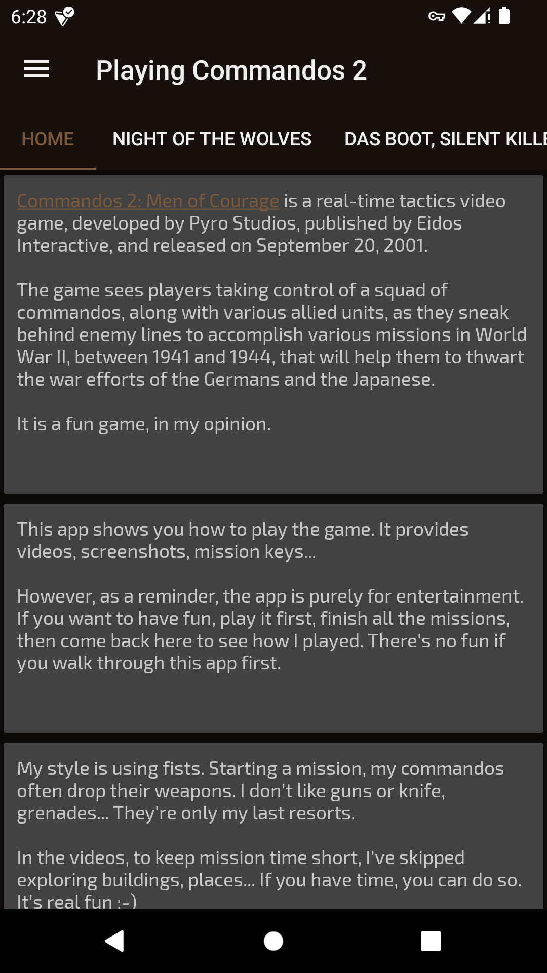 اسکرین شات 1 برنامه Guide to Playing Commandos 2
