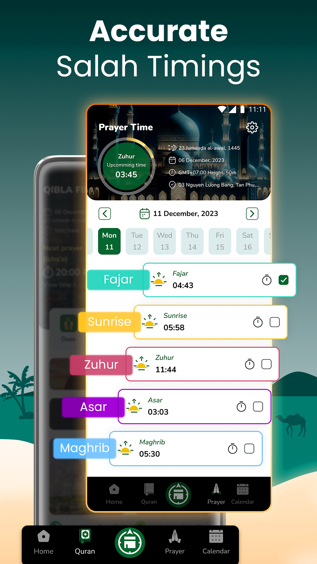 اسکرین شات 2 برنامه Muslim Prayer - Qibla Compass