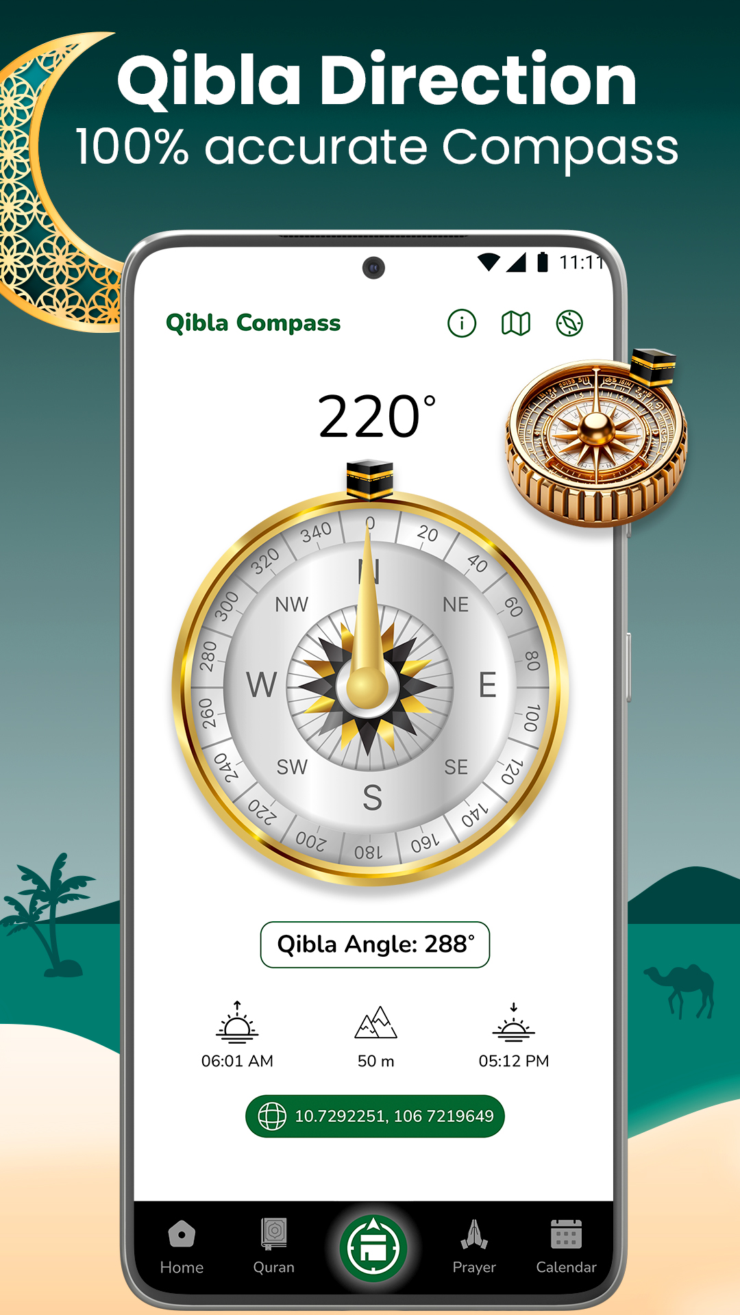 اسکرین شات 2 برنامه Muslim Prayer - Qibla Compass
