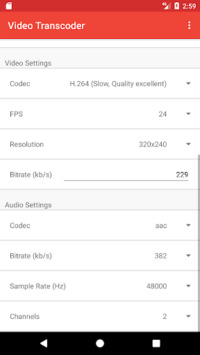اسکرین شات 2 برنامه Video Transcoder