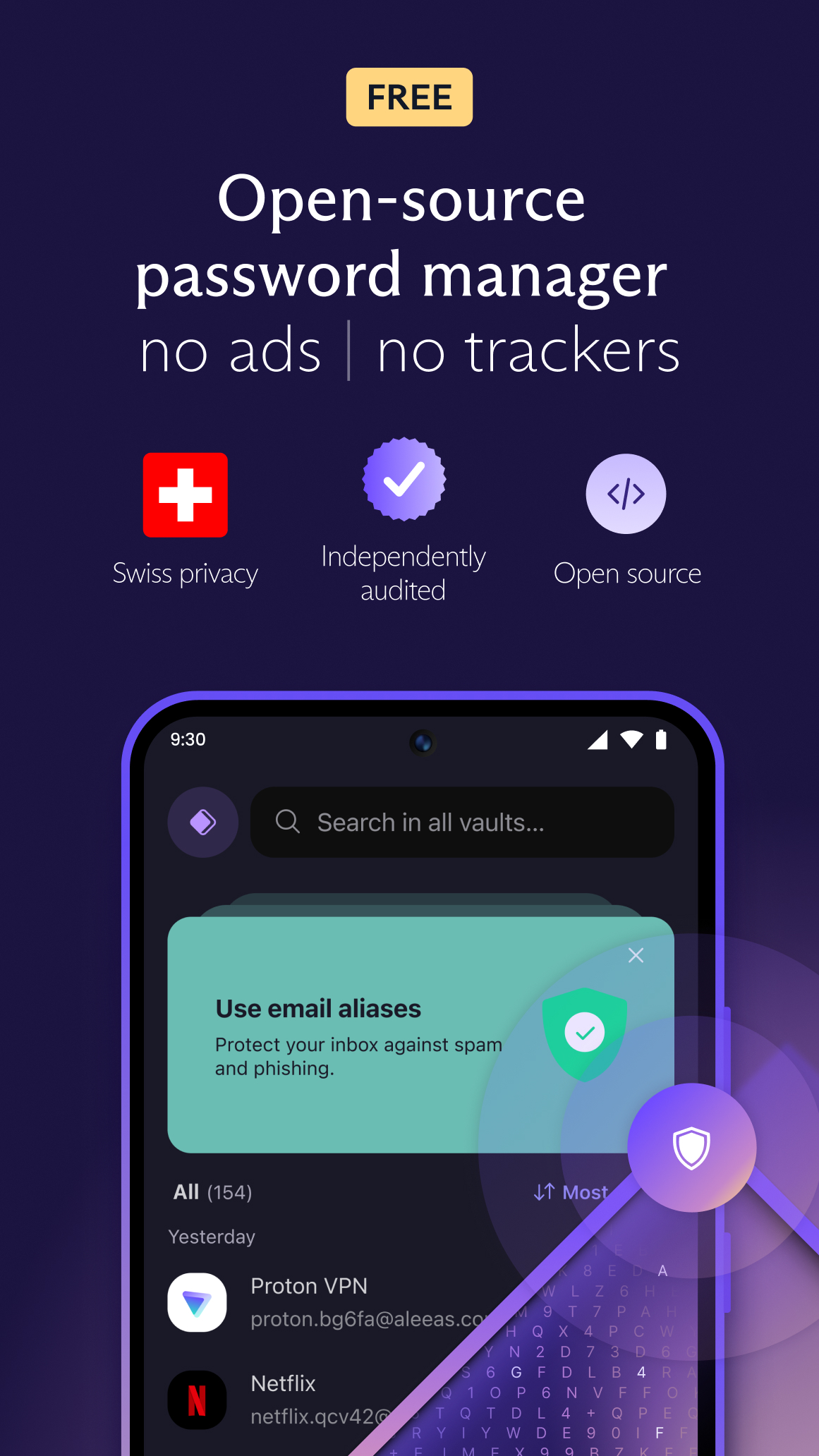 اسکرین شات 1 برنامه Proton Pass: Password Manager