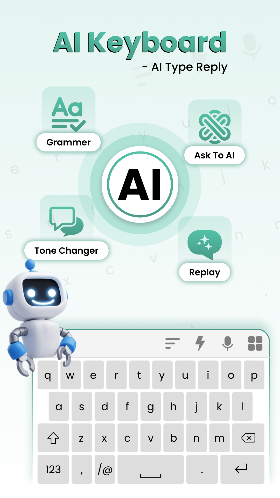 اسکرین شات 1 برنامه AI Keyboard: AI Type Reply