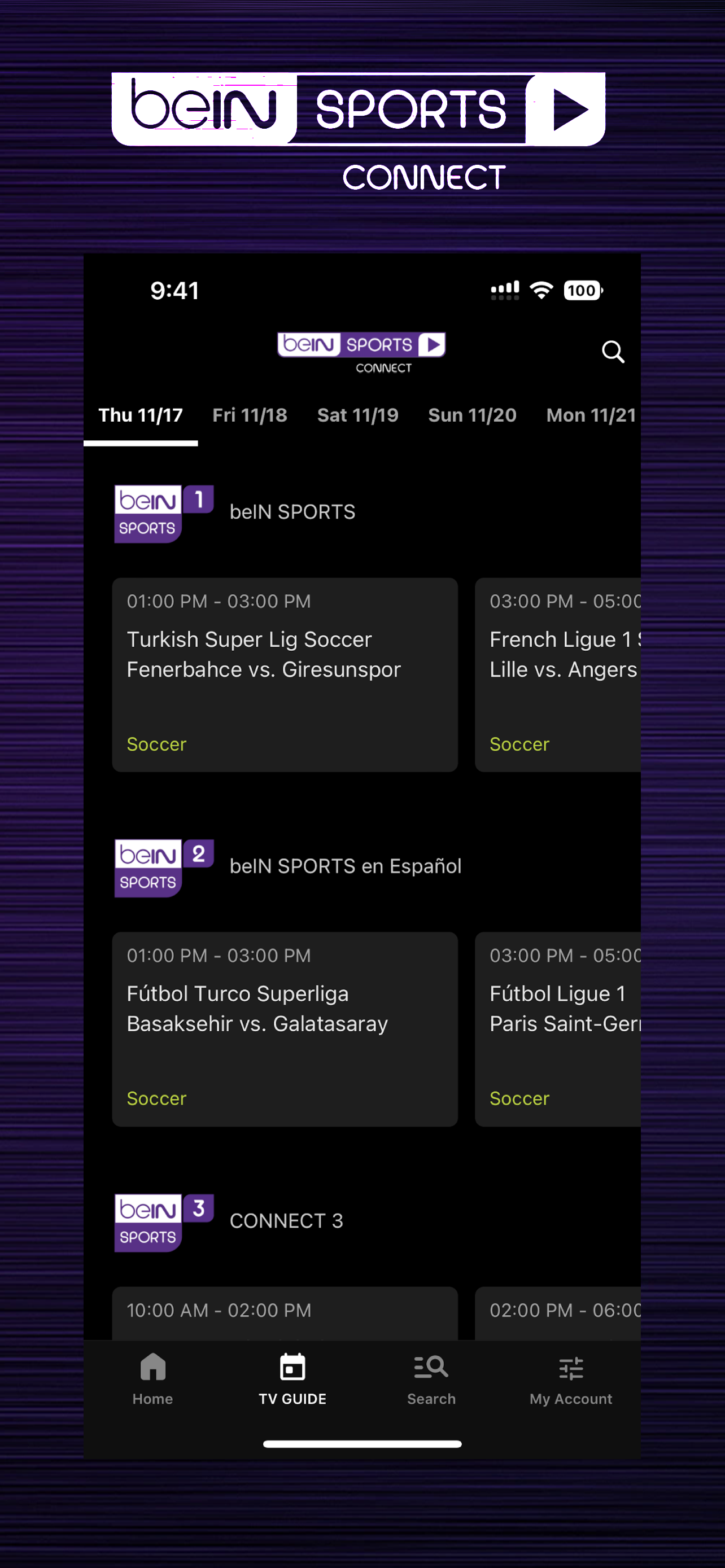 اسکرین شات 3 برنامه beIN SPORTS CONNECT