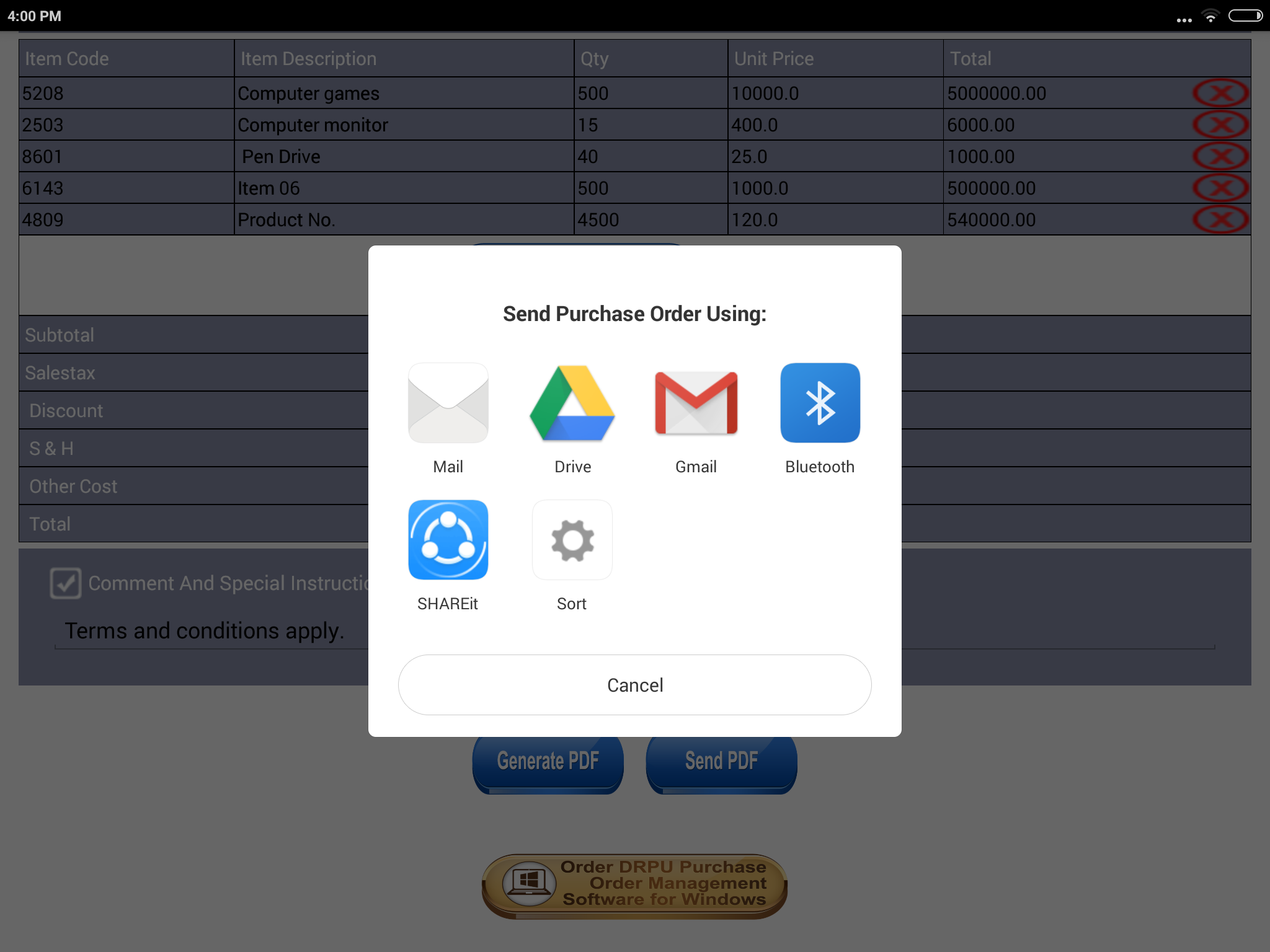 اسکرین شات 6 برنامه Purchase Order PO PDF Maker