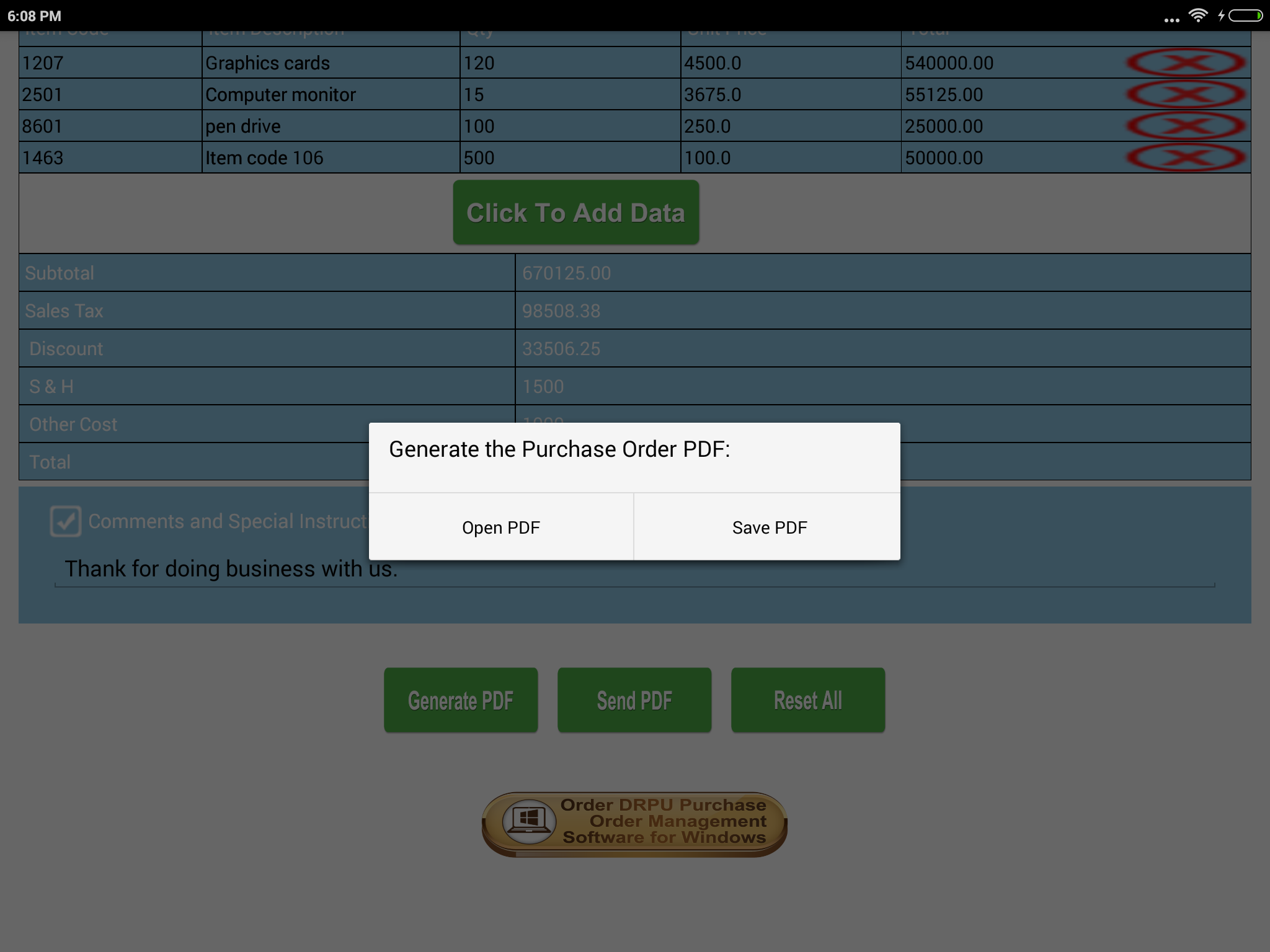 اسکرین شات 7 برنامه Purchase Order PO PDF Maker