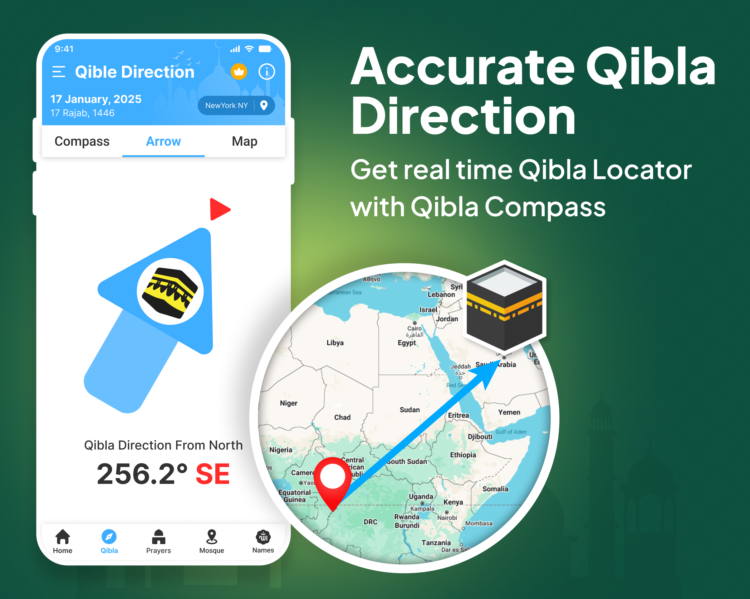 اسکرین شات 1 برنامه Qibla Compass: Qibla Direction