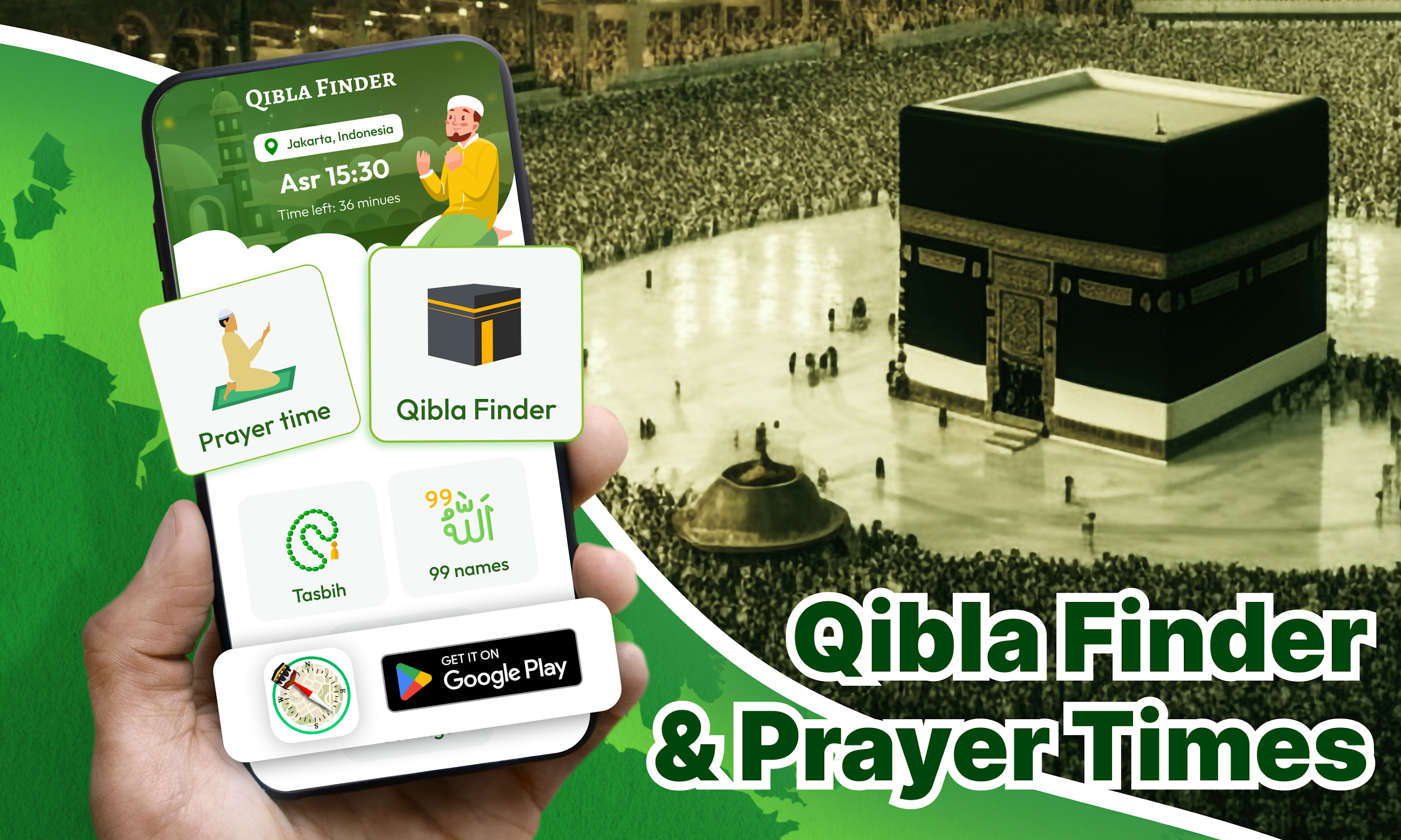 اسکرین شات 1 برنامه Prayer Times & Qibla Finder