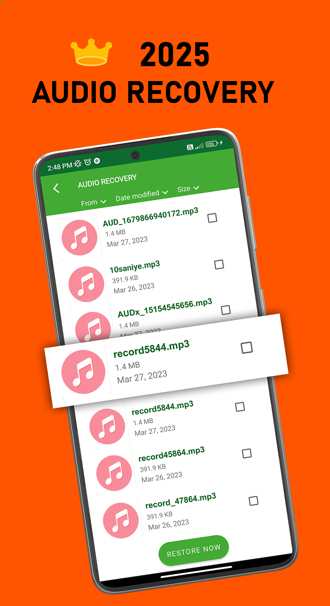 اسکرین شات 2 برنامه Recover Audio, Call Record