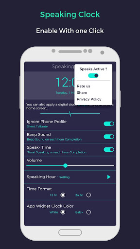 اسکرین شات 3 برنامه Speaking Clock - Digital Clock