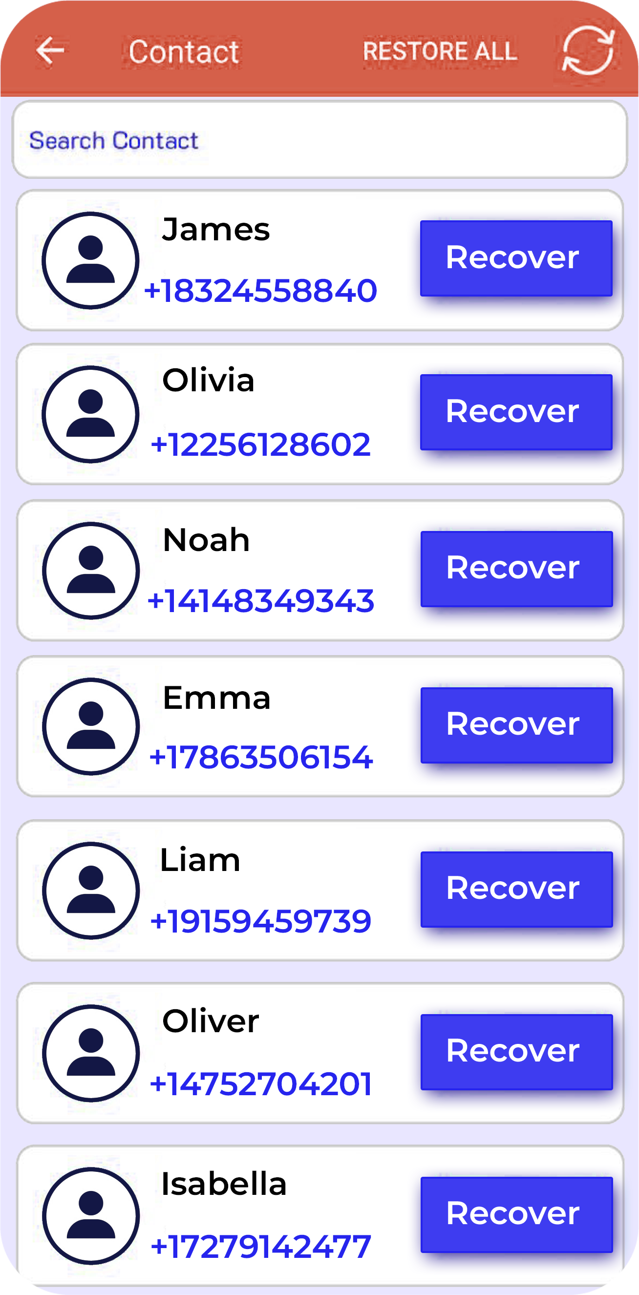 اسکرین شات 4 برنامه Restore Deleted Contacts