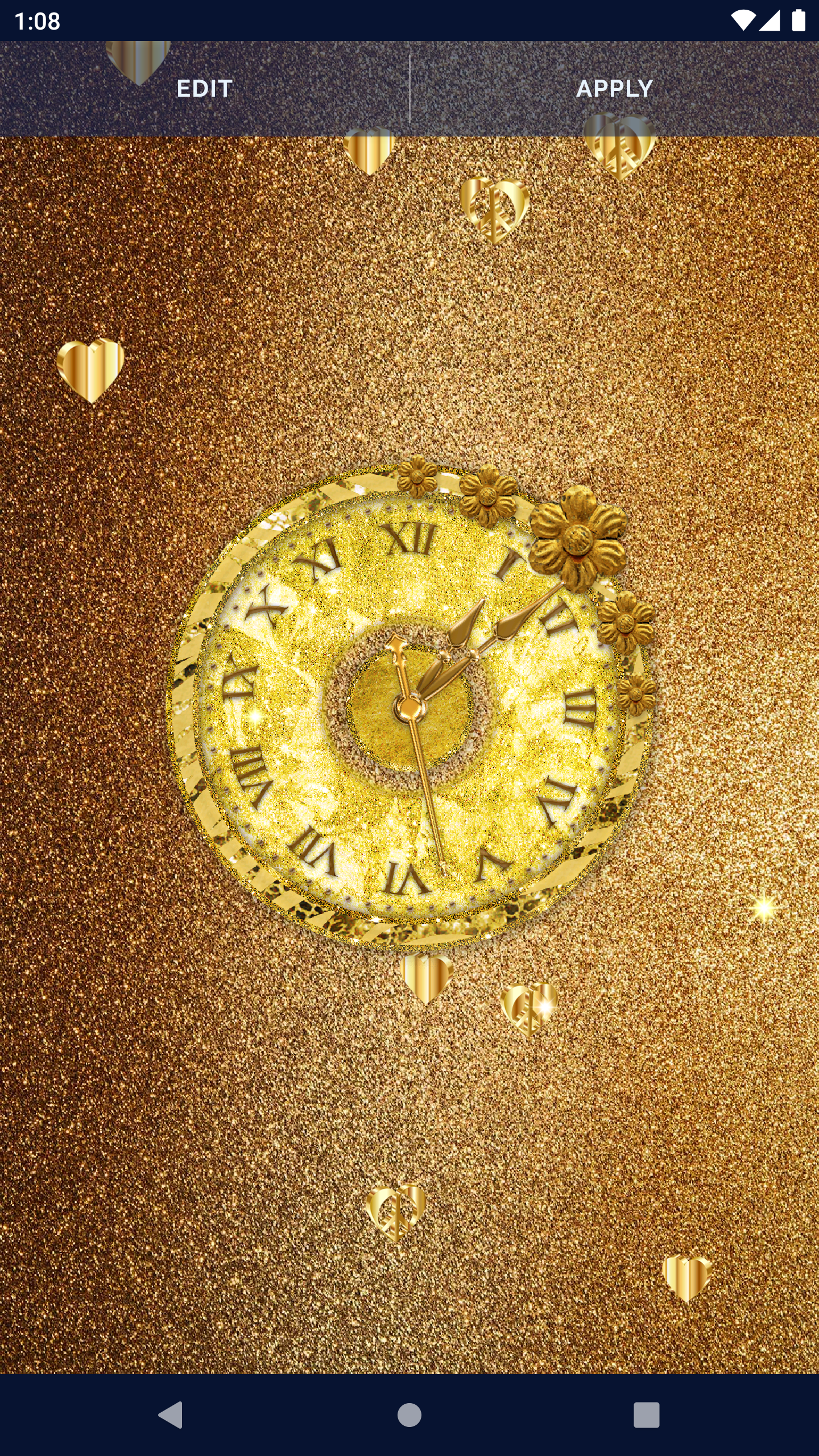 اسکرین شات 4 برنامه Gold Glitter Clock Wallpaper