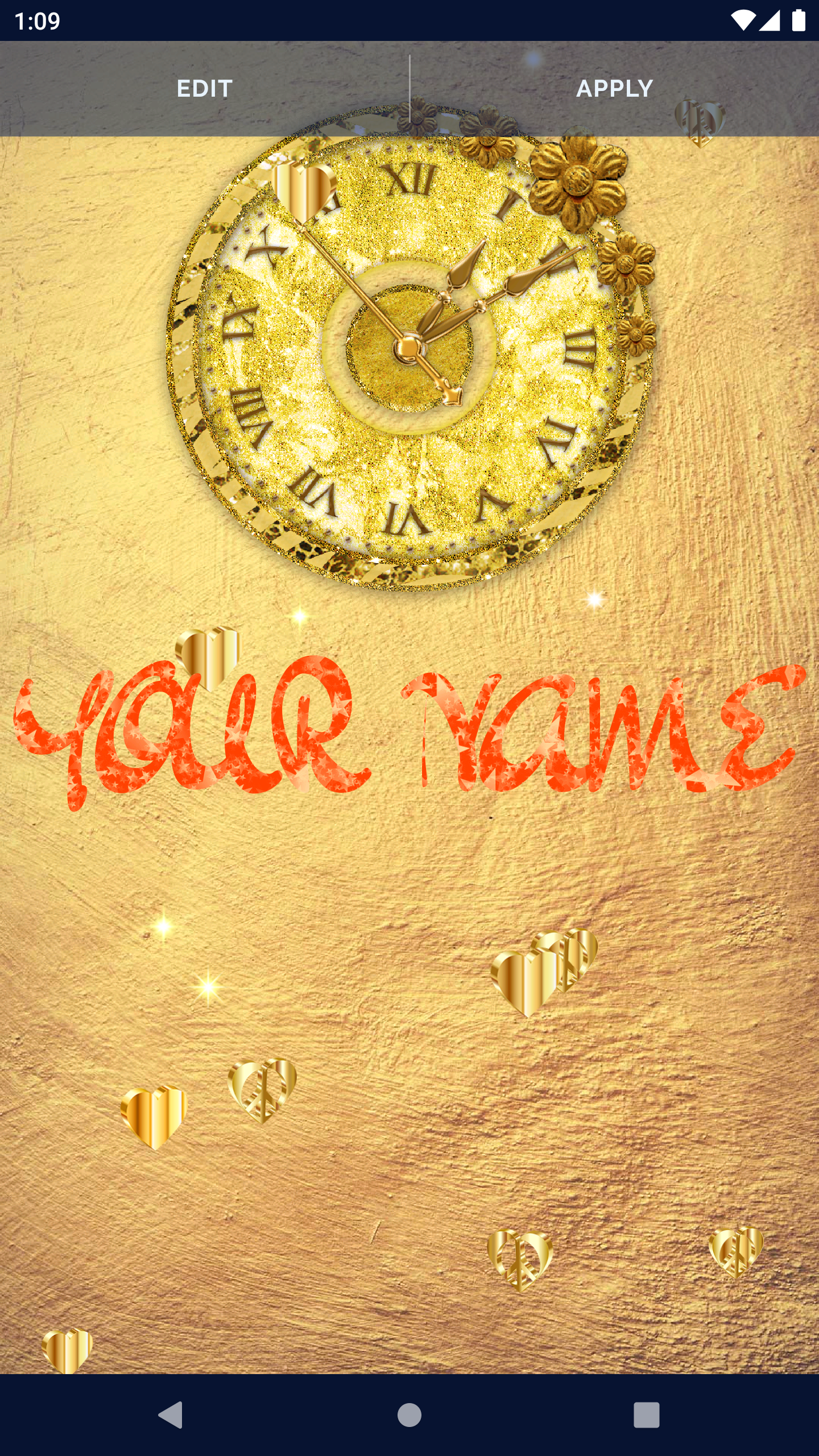 اسکرین شات 2 برنامه Gold Glitter Clock Wallpaper