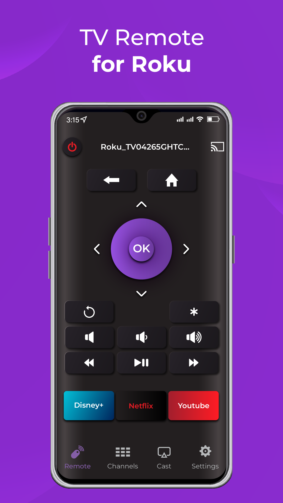 اسکرین شات 1 برنامه Remote Control for RokuTV