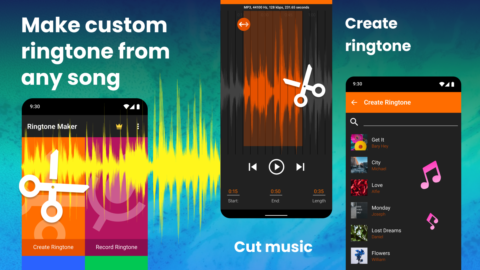 اسکرین شات 1 برنامه Ringtone Maker and MP3 Editor