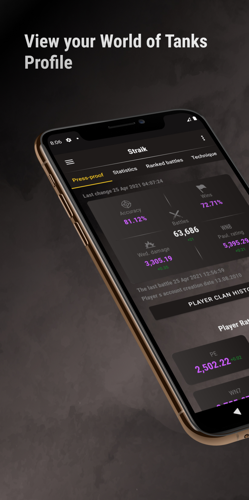 اسکرین شات 1 برنامه informal WoT BLITZ Statistics