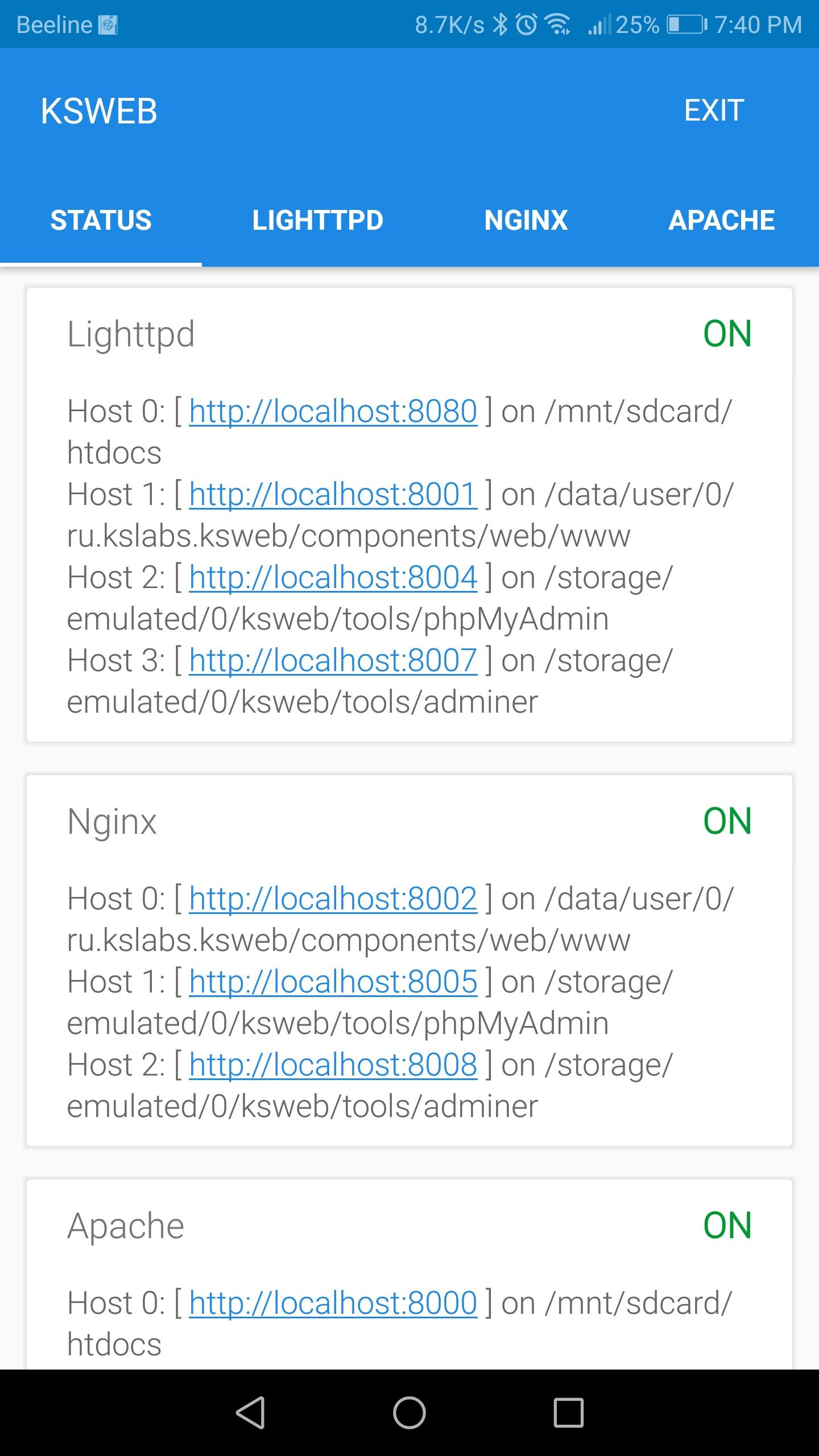 اسکرین شات 1 برنامه KSWEB: web developer kit
