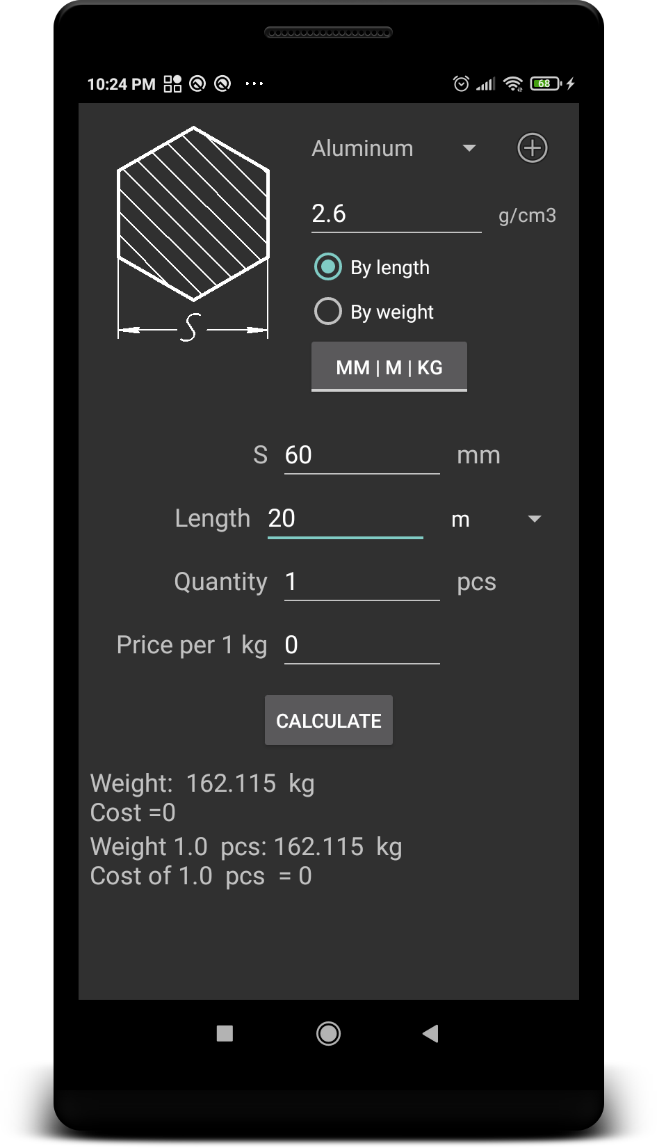 اسکرین شات 5 برنامه Metal Weight  Calculator