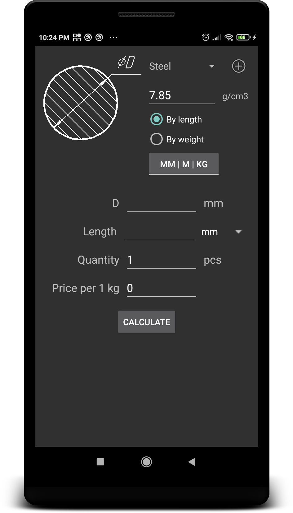 اسکرین شات 4 برنامه Metal Weight  Calculator