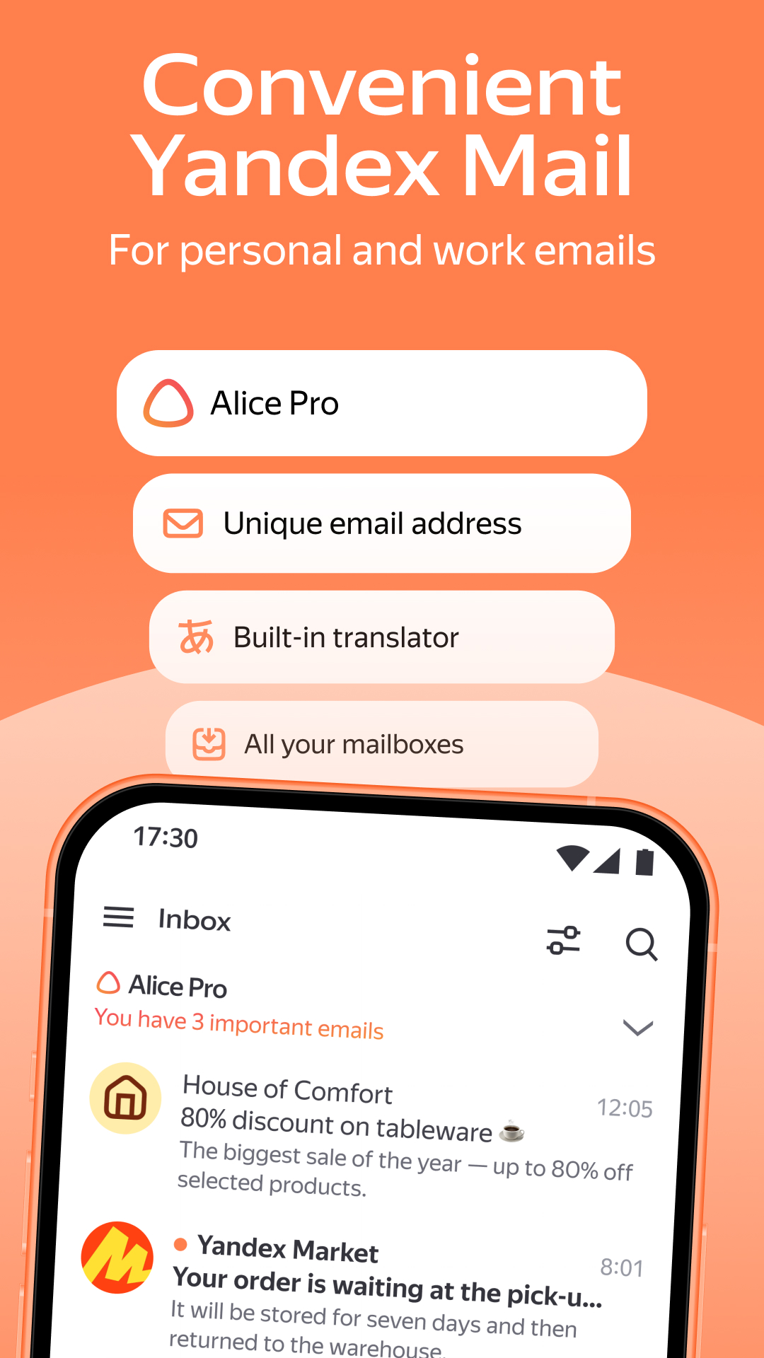 اسکرین شات 1 برنامه Yandex Mail: Email & Cloud