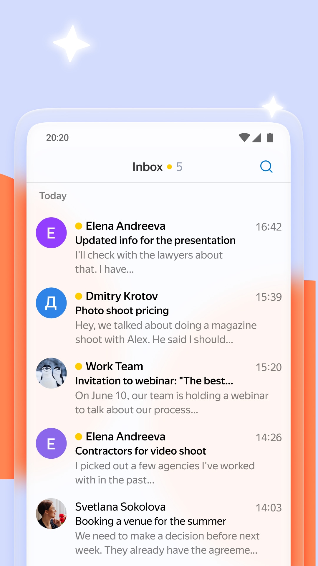 اسکرین شات 2 برنامه Yandex Mail: Email & Cloud