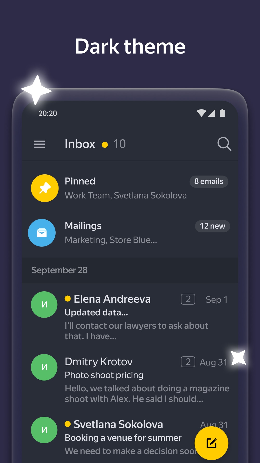 اسکرین شات 5 برنامه Yandex Mail: Email & Cloud