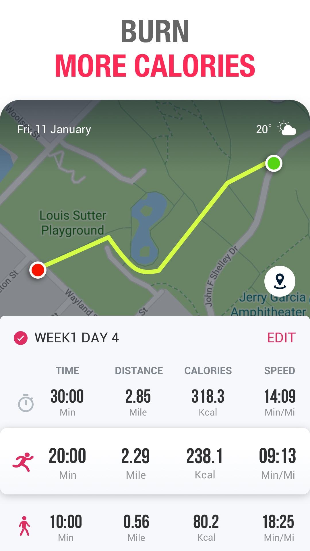 اسکرین شات 3 برنامه Running App - Lose Weight App