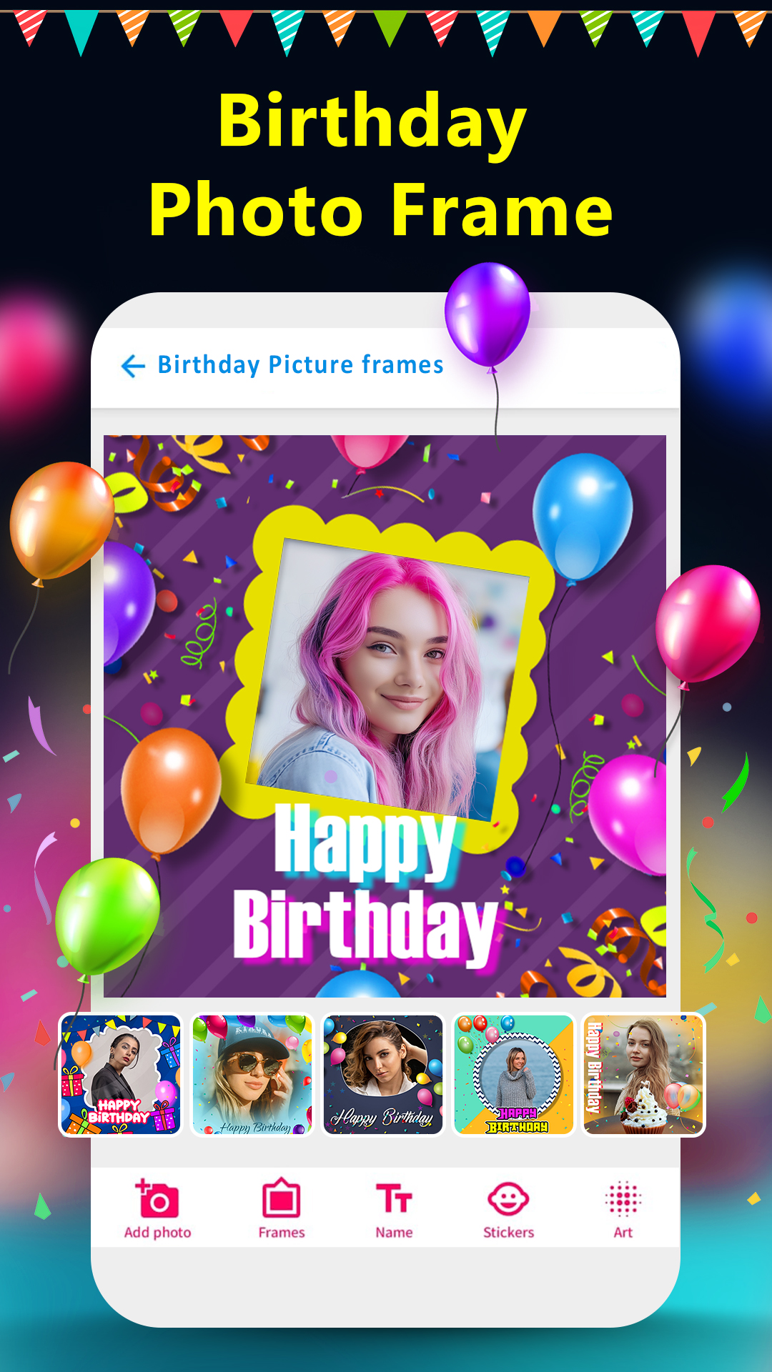 اسکرین شات 1 برنامه Happy birthday photo frame