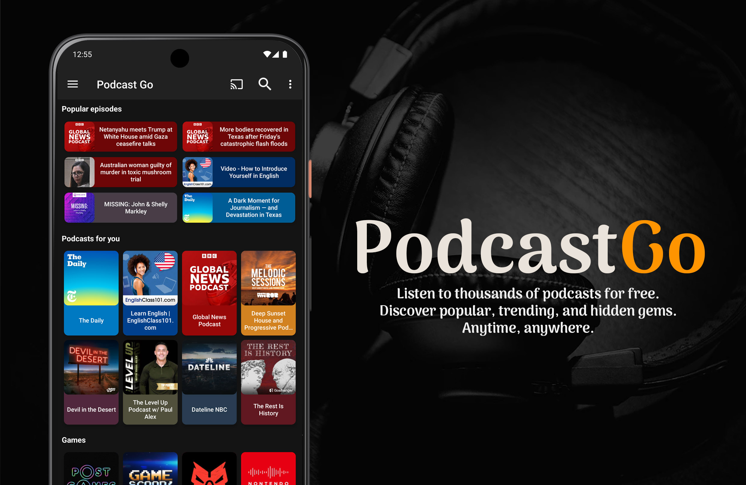 اسکرین شات 1 برنامه Podcast Go