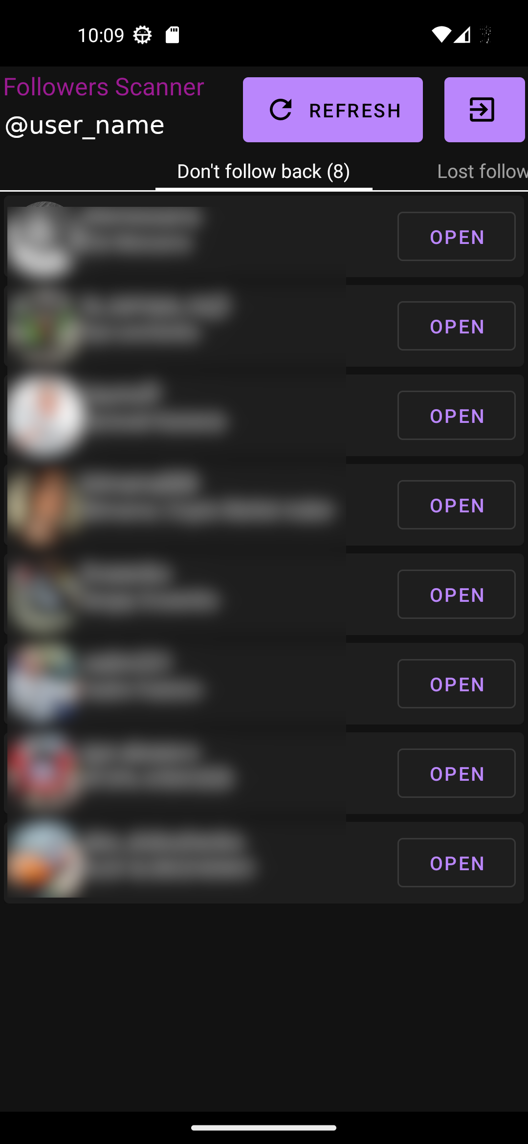 اسکرین شات 1 برنامه Followers Unfollowers scanner