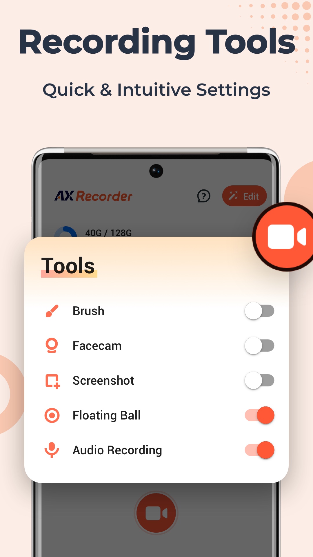 اسکرین شات 2 برنامه Screen Recorder - AX Recorder