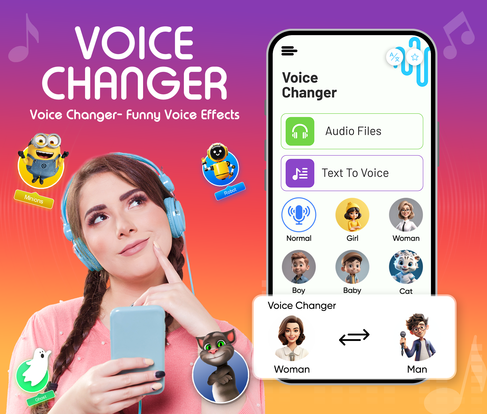 اسکرین شات 1 برنامه Girl Voice Changer and Effects