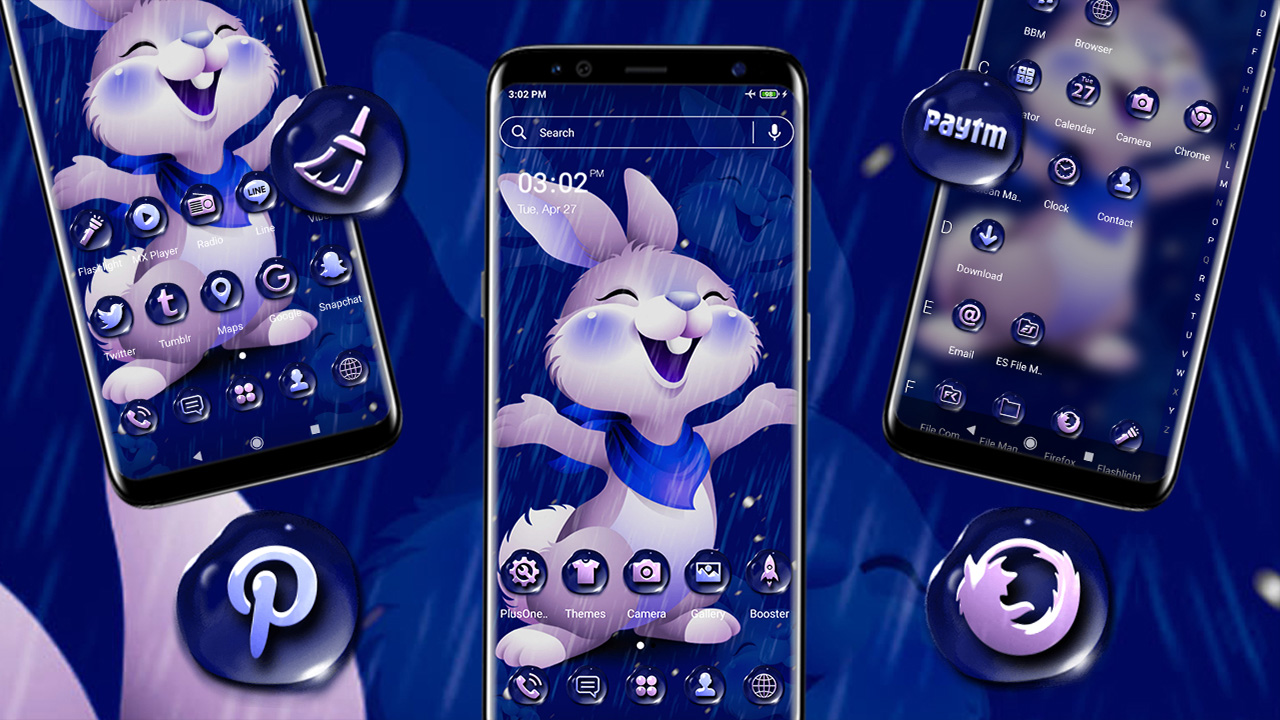 اسکرین شات 4 برنامه Cute Rainy Rabbit Theme