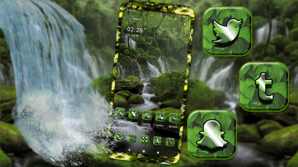 اسکرین شات 1 برنامه Forest Waterfall Theme