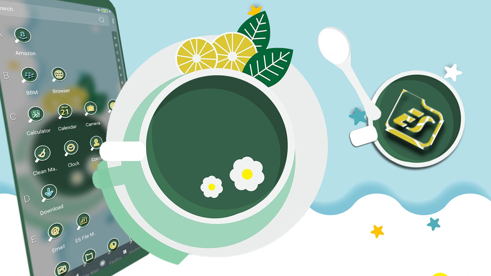 اسکرین شات 4 برنامه Green Lemon Tea Theme