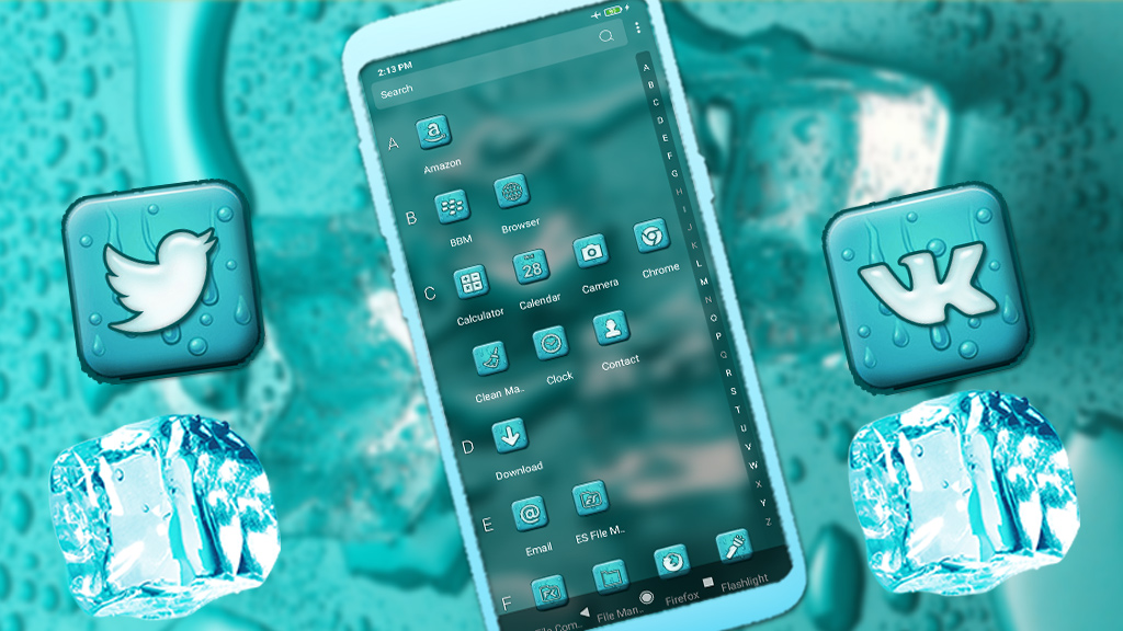 اسکرین شات 3 برنامه Ice Cubes Mint Launcher Theme