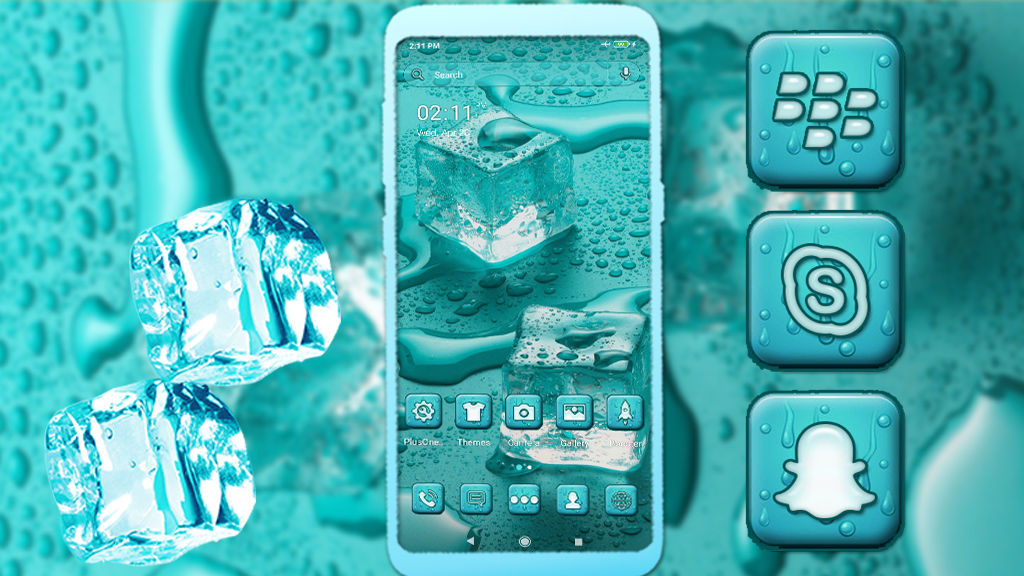 اسکرین شات 1 برنامه Ice Cubes Mint Launcher Theme