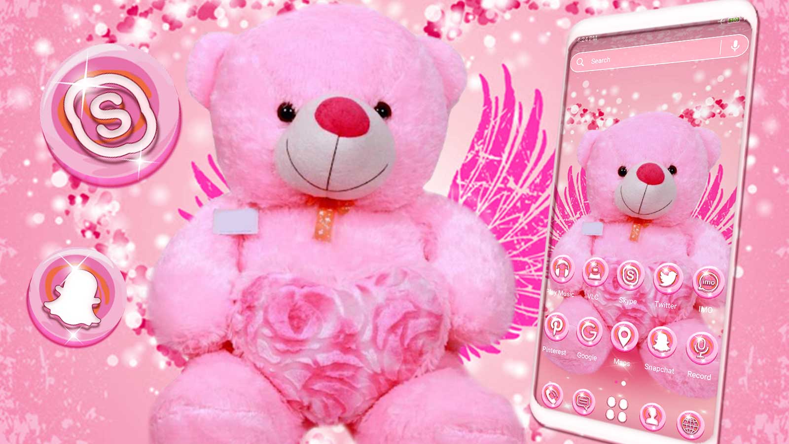 اسکرین شات 2 برنامه Pink Teddy Bear Theme