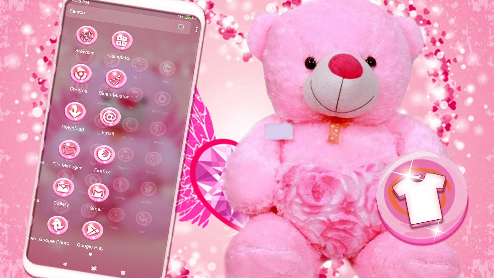 اسکرین شات 3 برنامه Pink Teddy Bear Theme