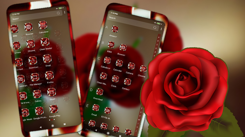 اسکرین شات 3 برنامه Red Rose Launcher Theme