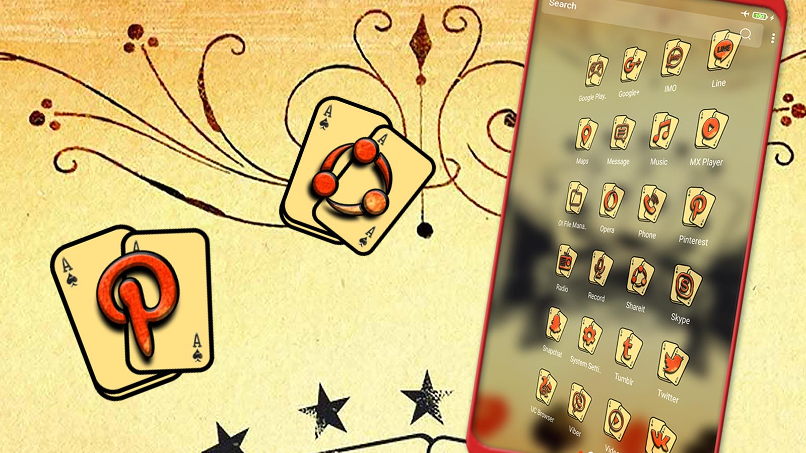 اسکرین شات 3 برنامه Vintage Cards Launcher Theme