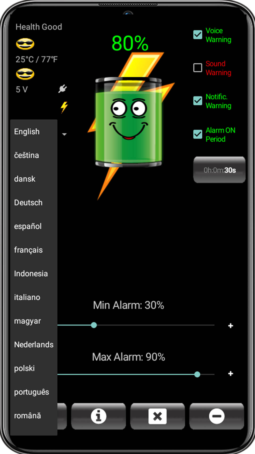 اسکرین شات 2 برنامه Battery Alarm